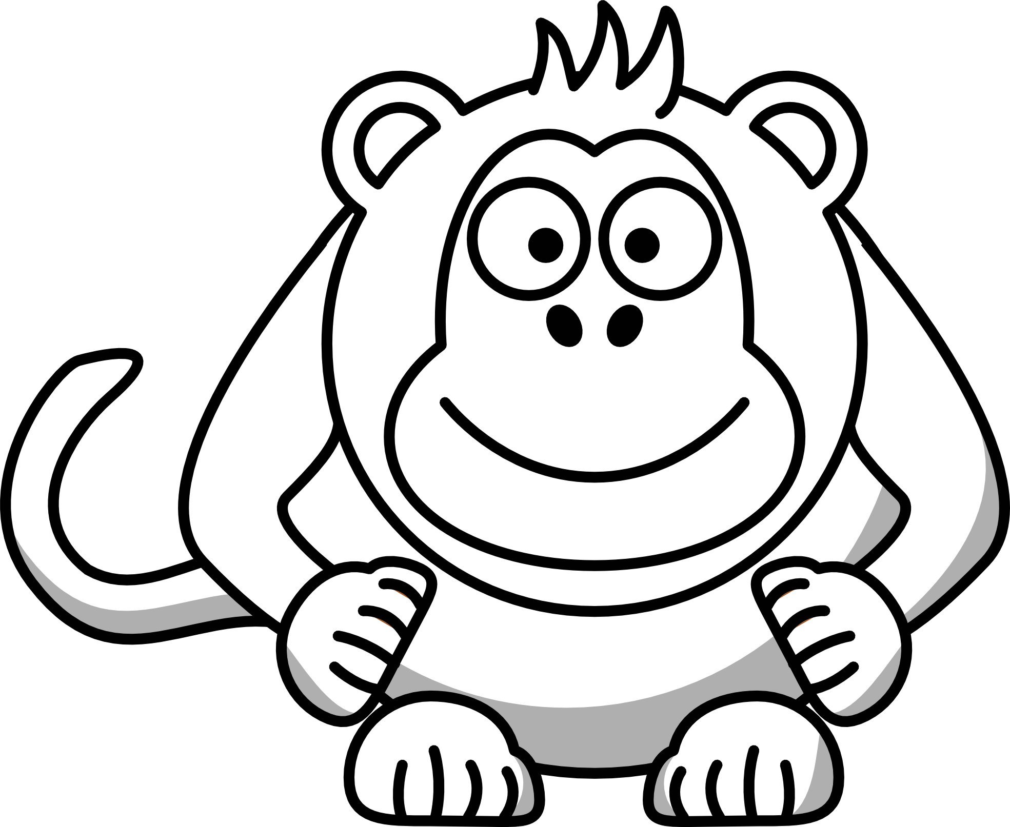 Cartoon Monkey Black White Line Art SVG Inkscape Adobe Illustrator 