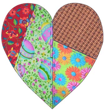 Country Patchwork Heart Valentine Clip Art