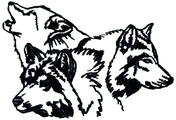 Animals Embroidery Design: Wolf Pack Outline from Grand Slam