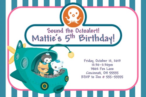 Octonauts Custom Designed Birthday Invitation