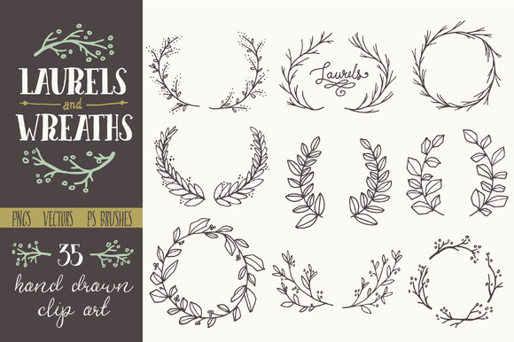 Whimsical Laurels , Wreaths Clip Art ~ Objects on Creative Market