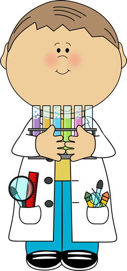 Kid Scientist with Test Tubes Clip Art
