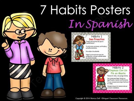 7 Habits Posters In Spanish from Bilingual Resources on