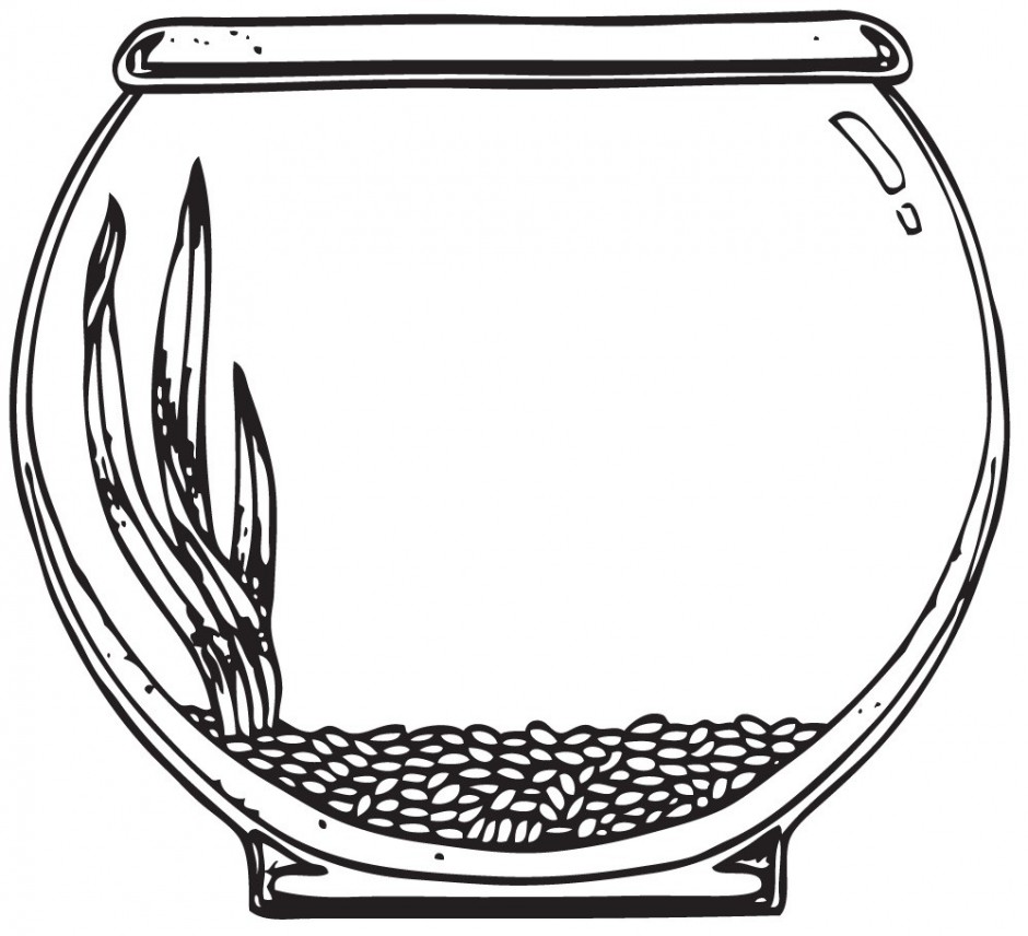 Fish bowl clip art black and white free clipart 2 image