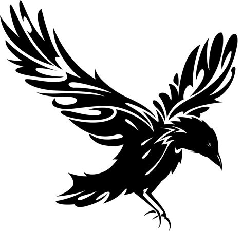 raven clipart black and white