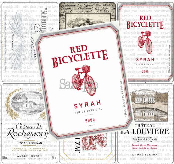 Vintage French Wine Labels, Clipart in ACEO or ATC Size. Scrapbook