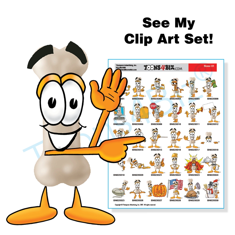 Bone Mascot Clip Art Set 