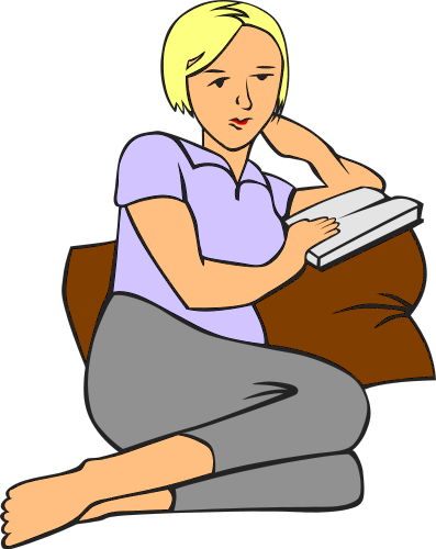 Teenagers Reading Books Clipart