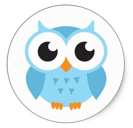 Cute blue cartoon baby owl stickers