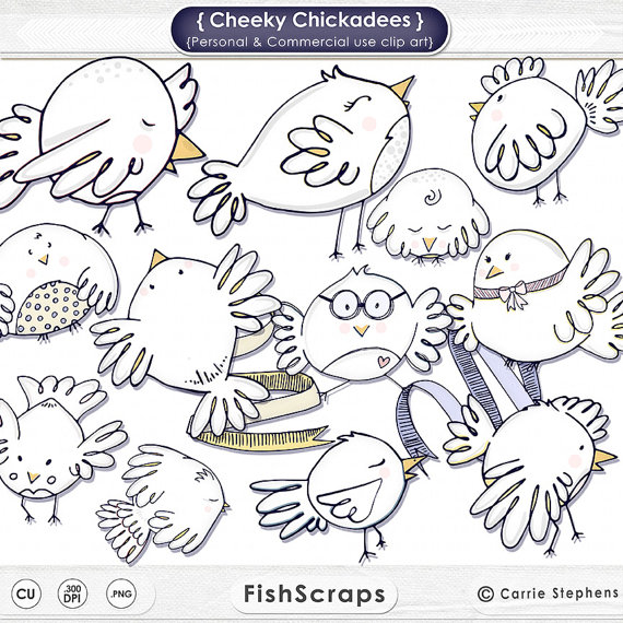 Cheeky Chickadees Bird Clip Art Cute Bird Digital by FishScraps