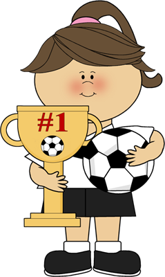 Girl With Soccer Trophy Clip Art 