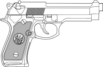 Pistol Outline clip art Free vector in Open office drawing svg 