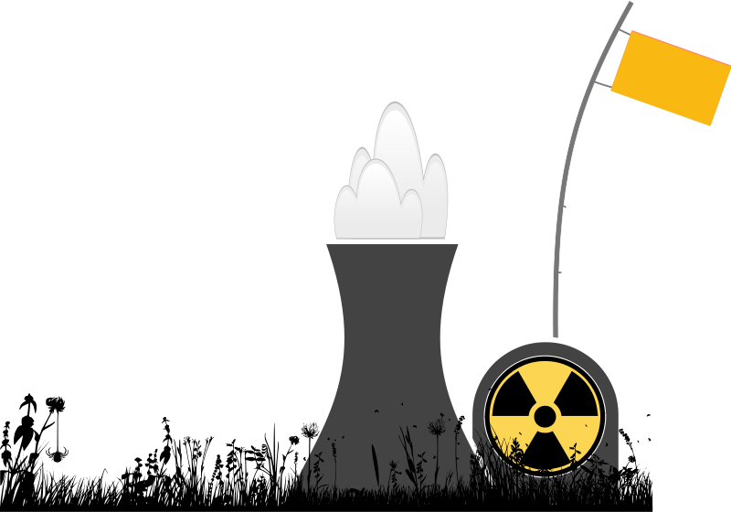 Free Clipart: Nuclear power plant with grass silhouette