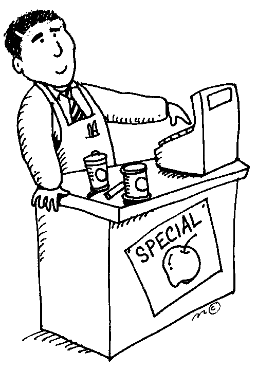 Free coloring pages of a grocer