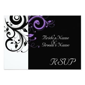Sm Black White Purple Swirl Wedding Matching Rsvp Clipart