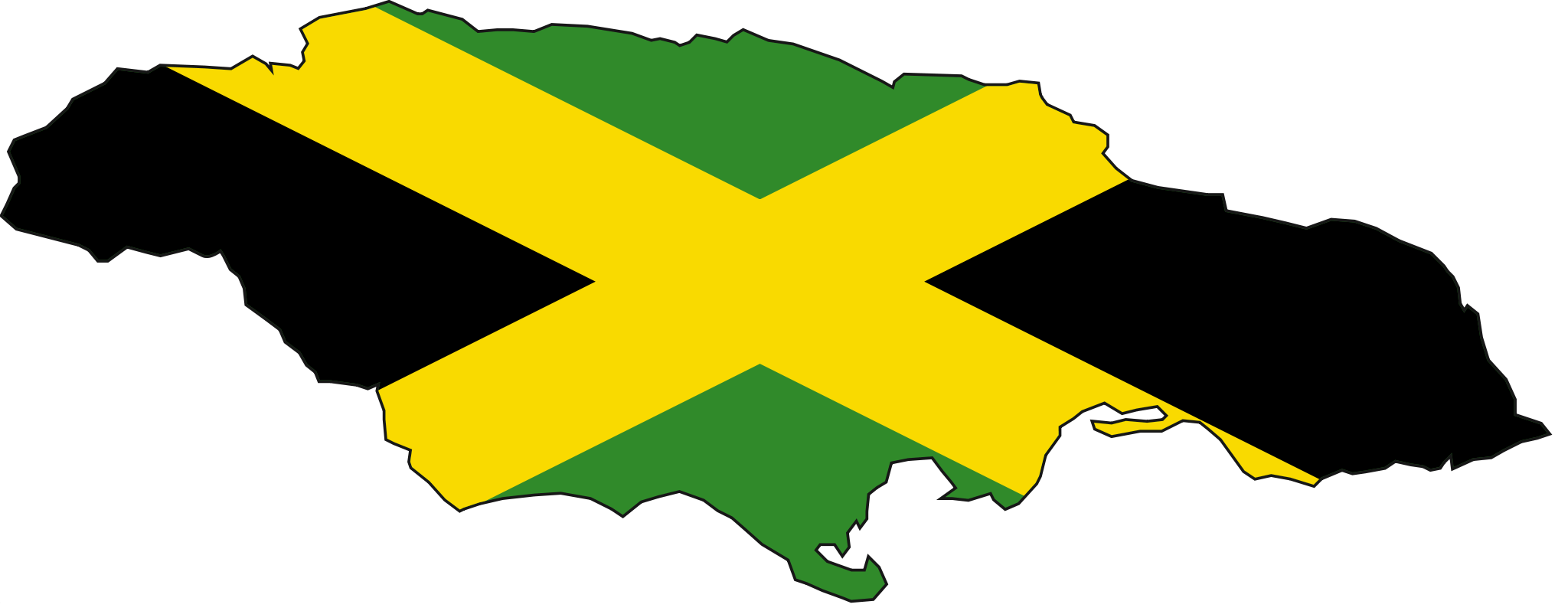 Jamaica flag map 