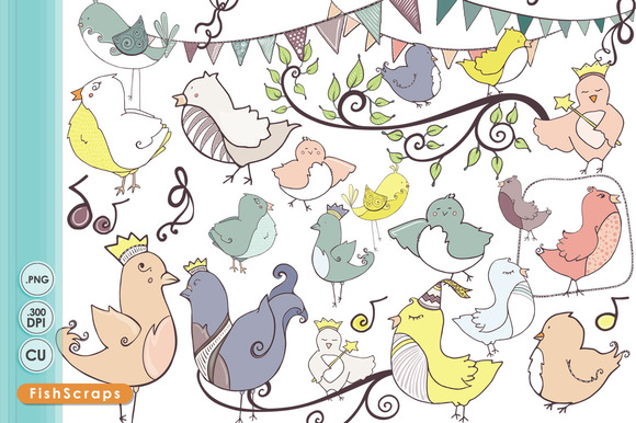 Whimsical Bird ClipArt ~ Illustrations on Creative Market