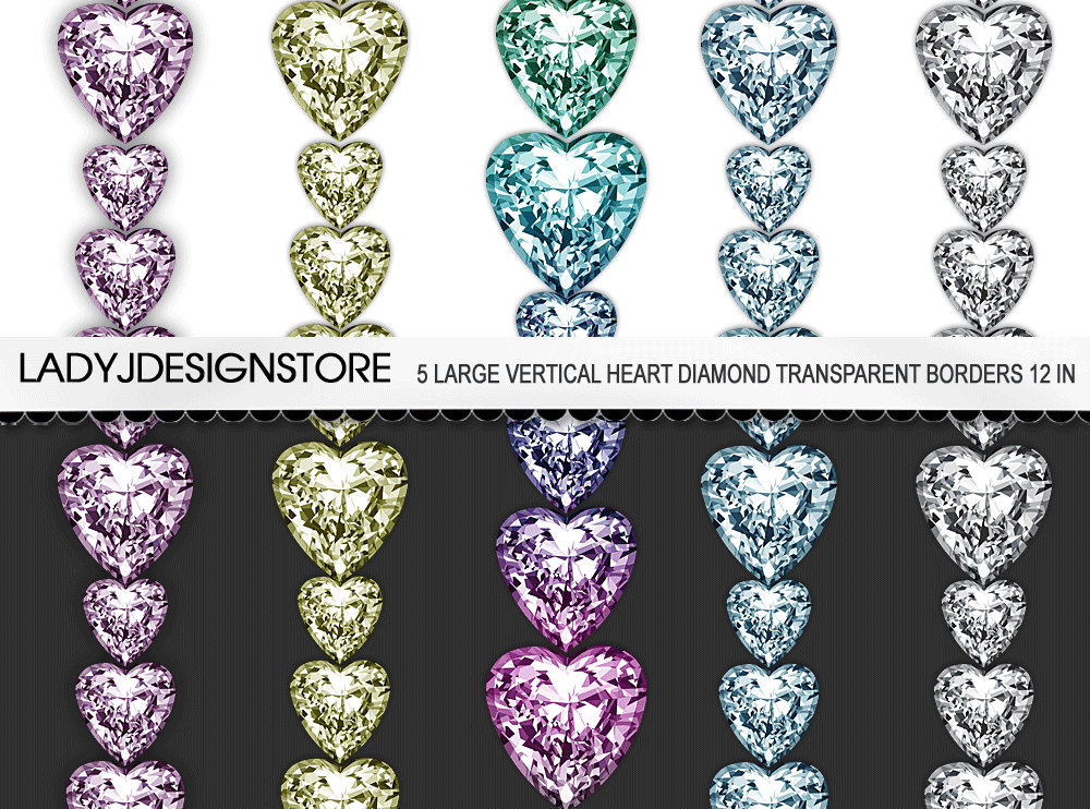 Heart Diamond Digital Clip Art Border 5 by ladyjdesignstore 