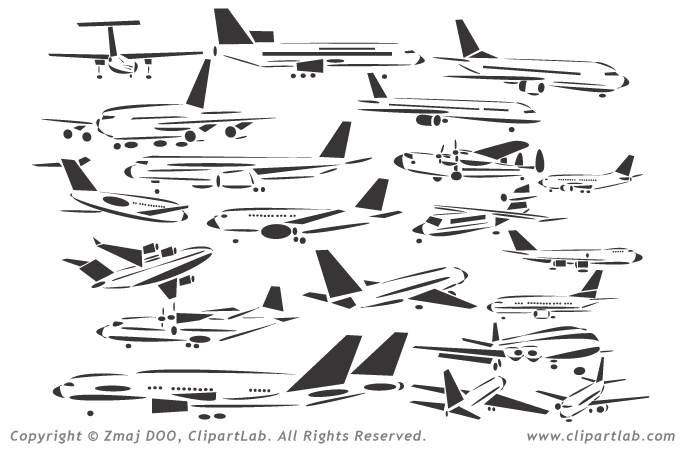 Commercial Airplane Clipart, EPS Commercial Aviation Art 
