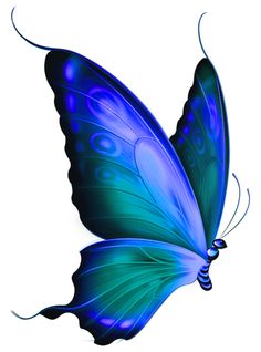 Transparent Blue and Green Deco Butterfly PNG Clipart 