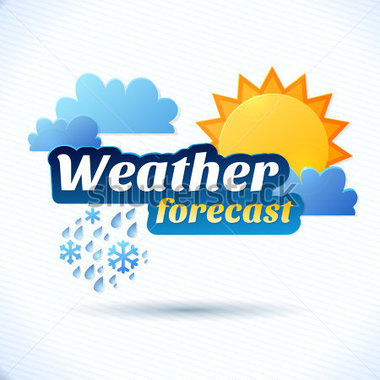 Vector Weather Forecast for TV OR Clouds and Sun and Typography on