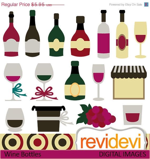 Wine Bottles Clipart 07391.. instant download 
