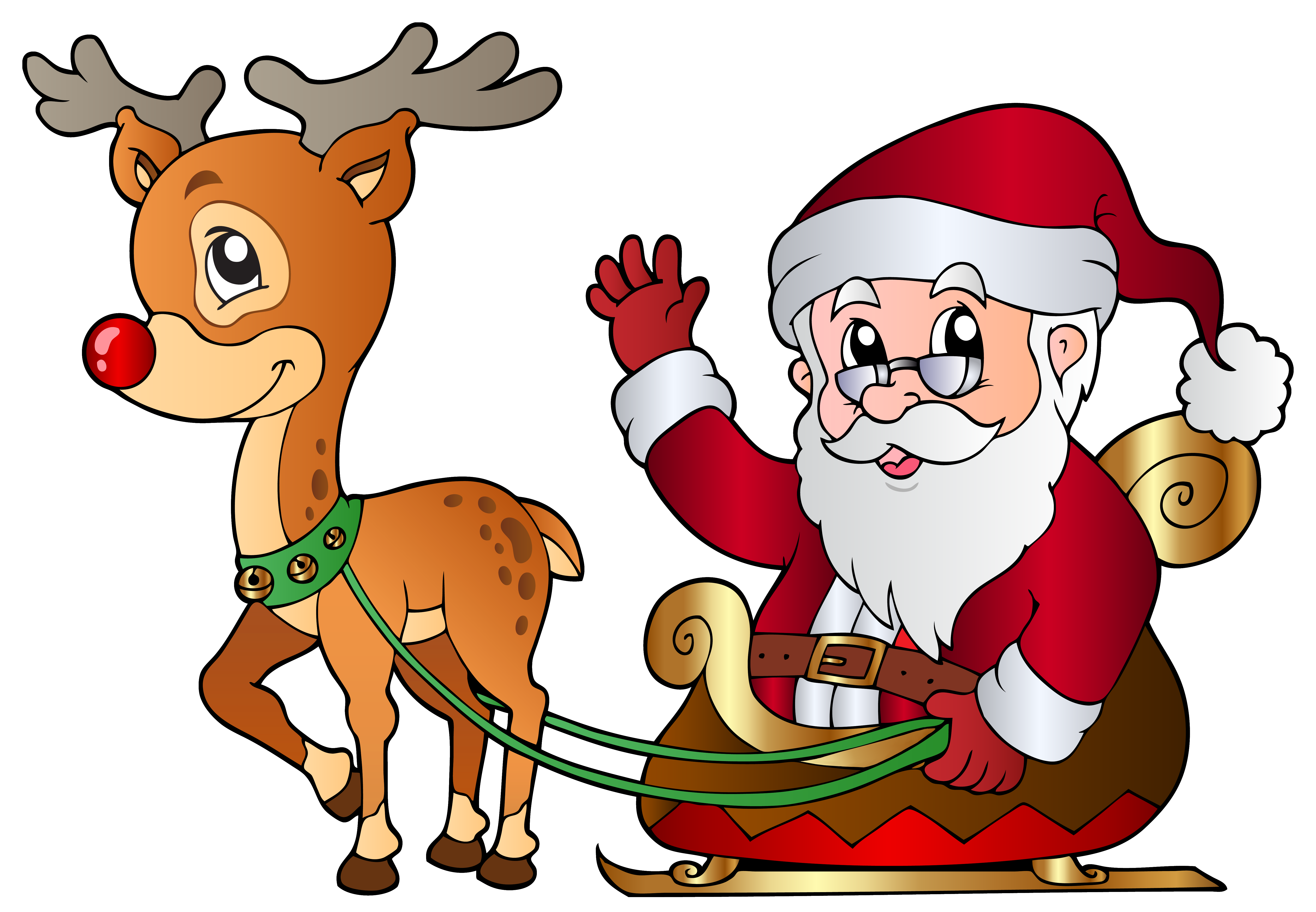 santa claus with reindeer cartoon - Clip Art Library