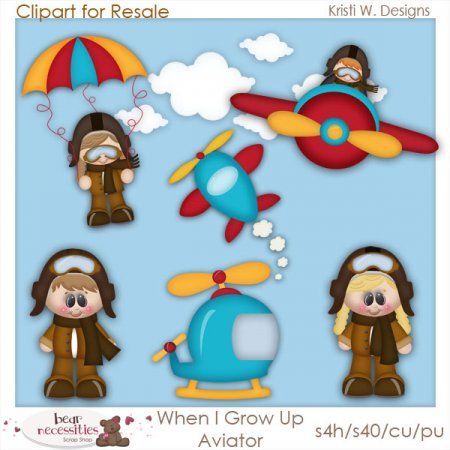 When I grow Up Aviator Clipart for Resale