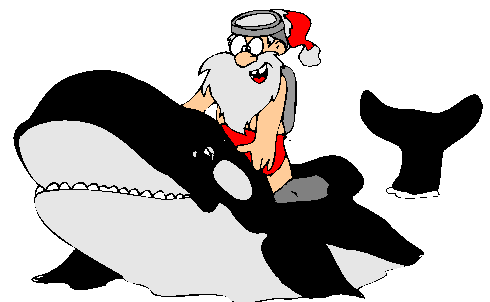 Clipart de Natal: Papai Noel Musculoso. Papai Noel Nadando Com A