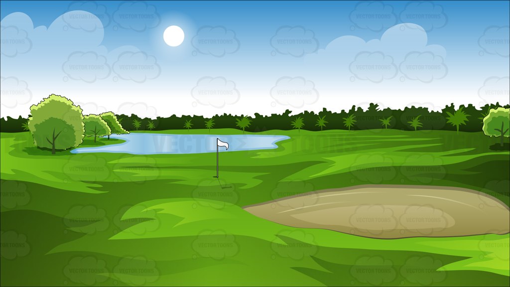 Green Golf Course Background Cartoon Stock Clipart