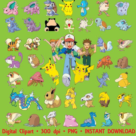 Pokemon Clipart 143 PNG Big Set Party Holiday Pikachu Clipart 
