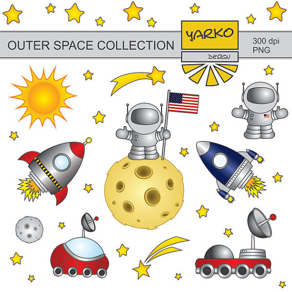 Outer Space Clip Art Man On The Moon Clip Art Cute by YarkoDesign