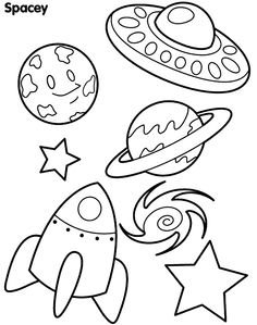 Outer Space Black And White Clipart 