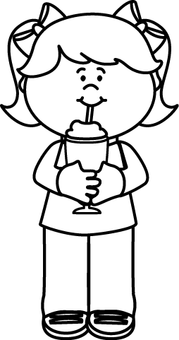 Black and white girl drinking a milkshake clip art black and image
