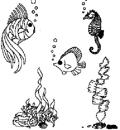 LaFishMag.Com Clip Art Book Pg. 9, aquarium fish, plants, turtle