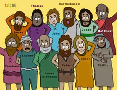 12 disciples of jesus clipart with world
