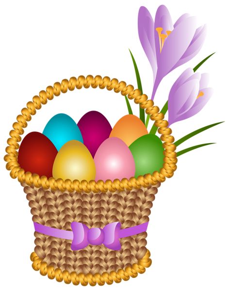 Easter Egg Basket Transparent PNG Clip Art Image 