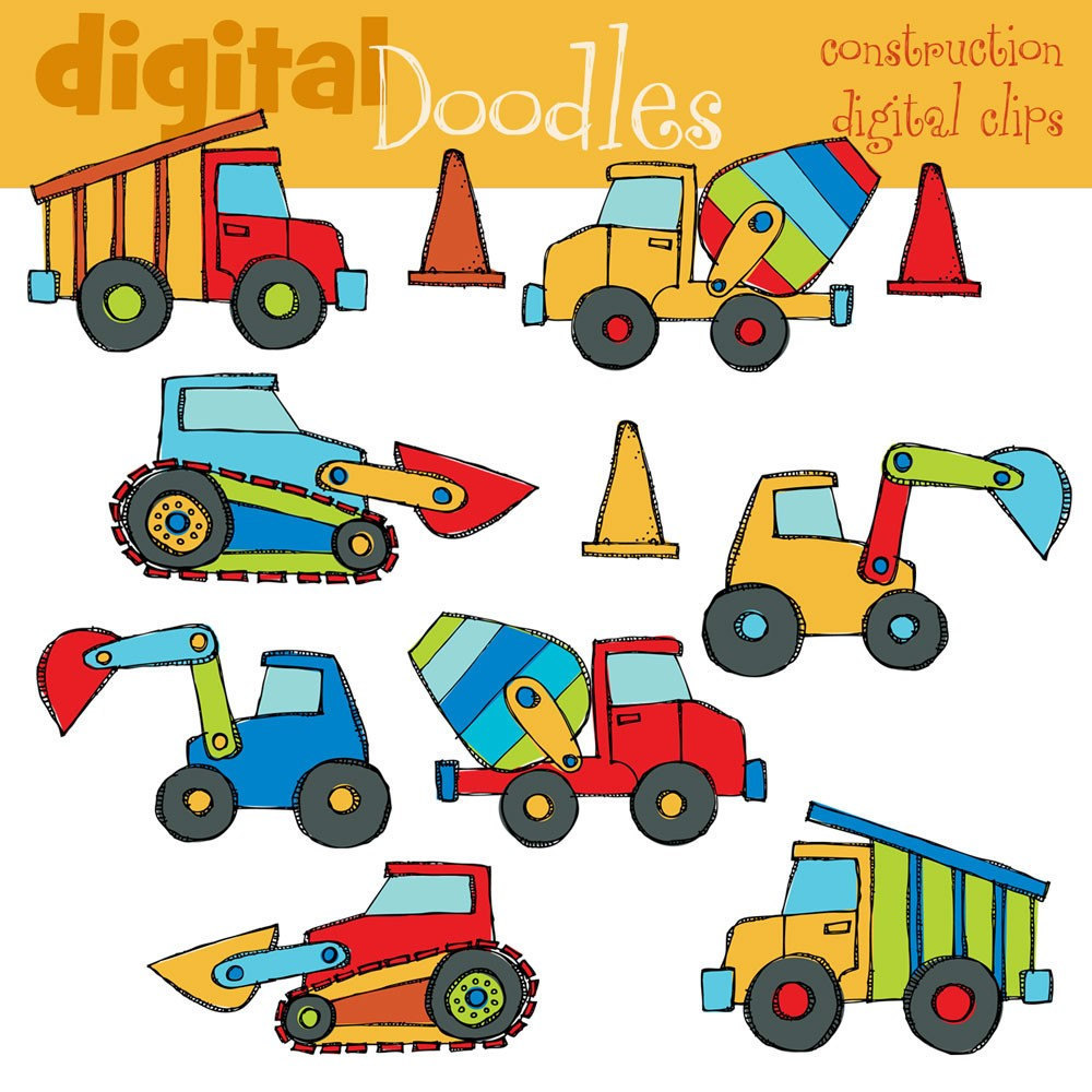 INSTANT DOWNLOAD Construction Zone Digital Clip Art By Kpmdoodles