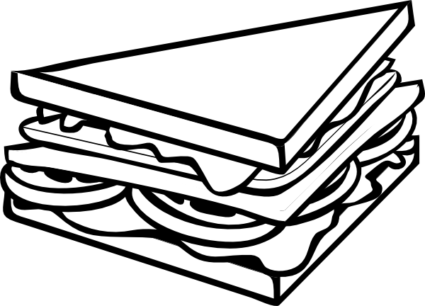 Black And White Sandwich Clipart 