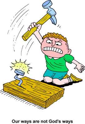 Image: Angry Boy Slamming a Hammer at a Crooked Nail