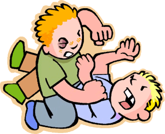 two kids fighting clipart