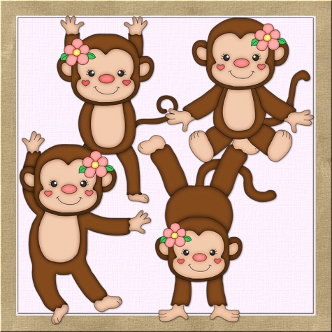 4 monkeys clipart free