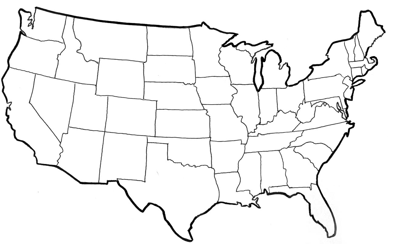 Free Us Map Black And White Outline Download Free Clip Art Free