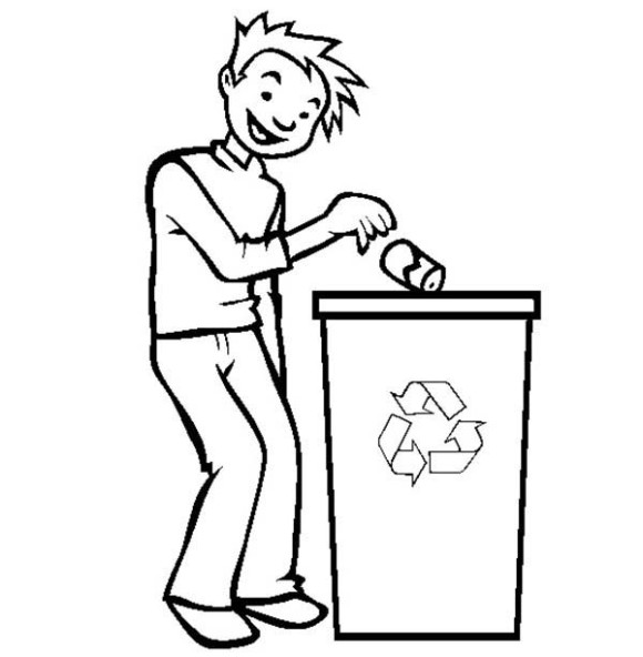 Recycling Throw Garbage The Right Bucket Coloring Page