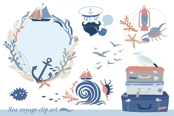 Sea voyage clip art ~ Illustrations on Creative Market