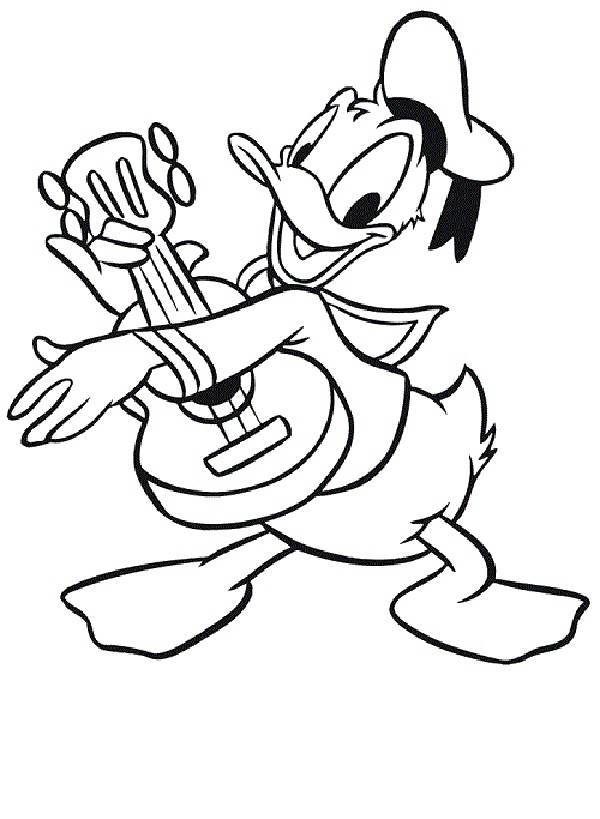 Disney Donald Duck With Okulele Coloring Page
