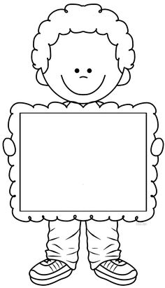 Cute girl clipart holding frame, there&space to write title if