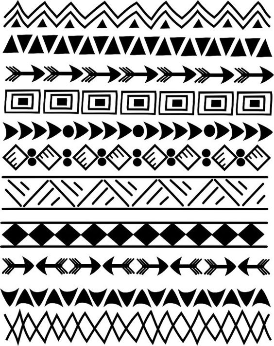 11 Indian Tribal borders, 8.5", Doodle Clip Art Set, Creative