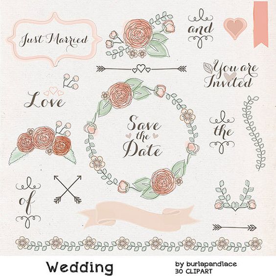 Watercolor clipart, Wedding wreath clipart flower, flower clipart