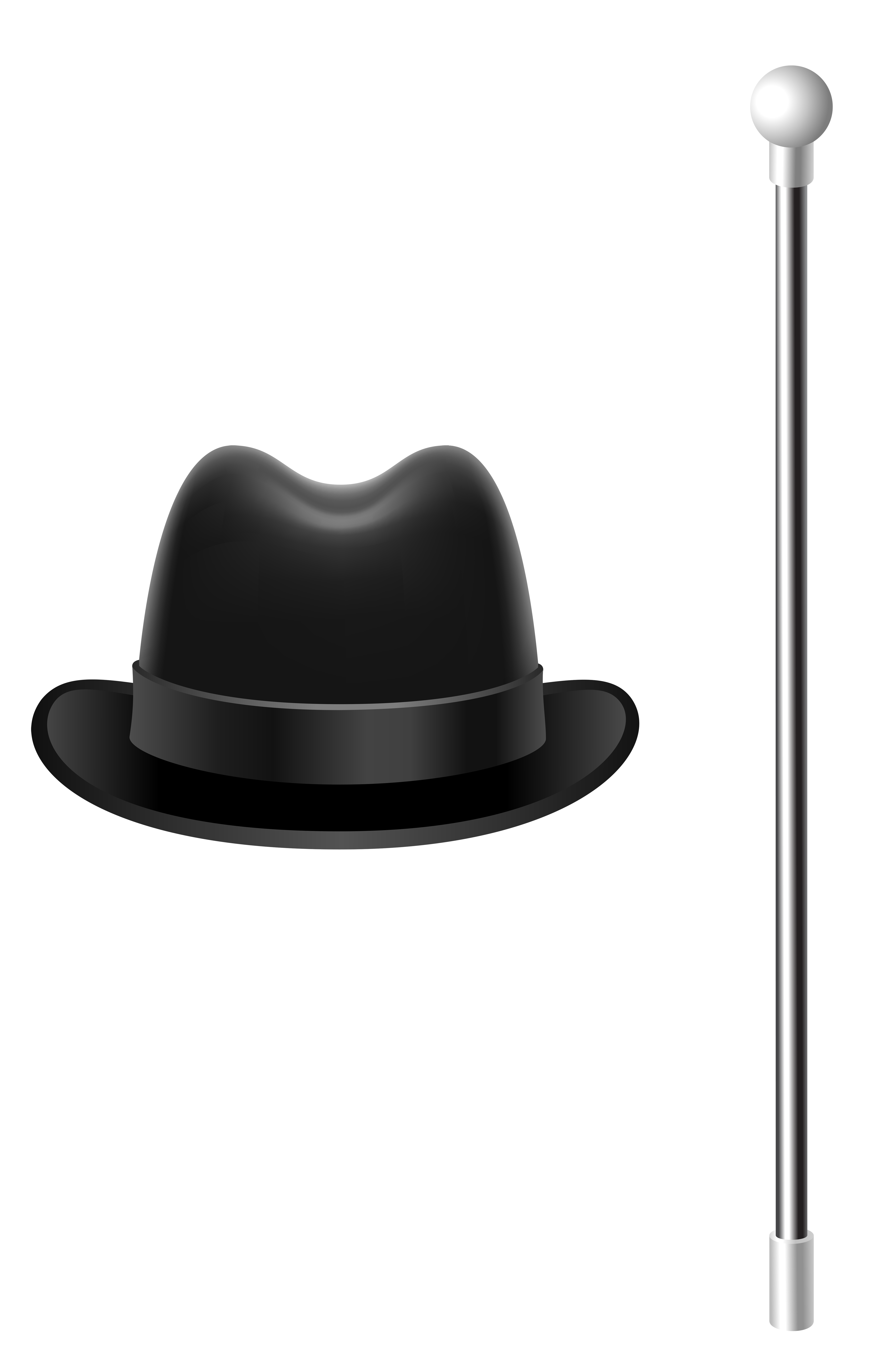 Fedora Hat with Cane PNG Clipart Picture